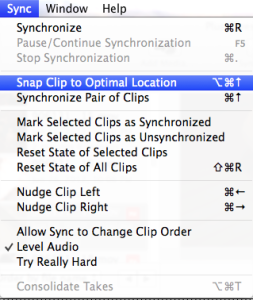 PluralEyes 3 "Sync" menu